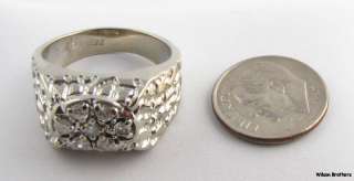 42ctw Genuine Diamond Nugget Fashion Ring   14k Solid White Gold Men 
