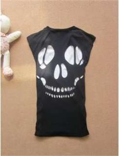 Vintage Fashion Women Hollow Skull T shirt Top WT005  
