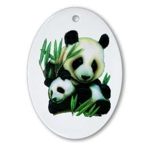  Ornament (Oval) Panda Bear And Cub 