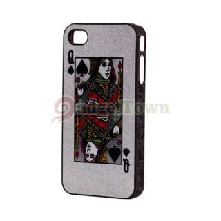 POKER Q SPADES HARD CASE for Apple iPhone 4 4G SILVER  