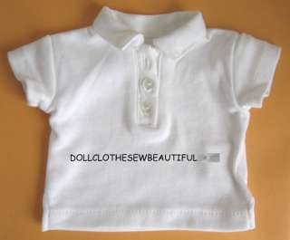 DOLL CLOTHES fits American Girl White Polo Tee Shirt  