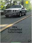 1984 Ford Thunderbird Turbo Coupe Original Brochure