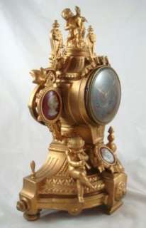 Antique 1800s French Japy Freres Egyptian And Cherub Mantle Clock 