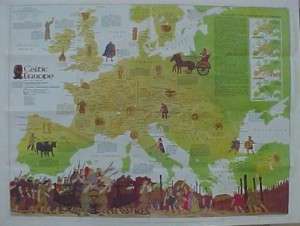 Map CELTIC EUROPE Ireland Scotland Wales Gaul Brittany  