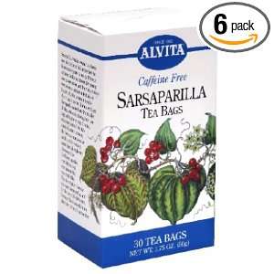 Alivata Herbal Teas, Sarsaparilla, Tea Bags, 30 Count Boxes (Pack of 6 
