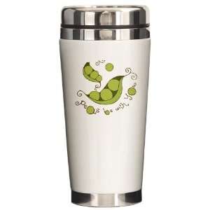 Peas Be With You Funny Ceramic Travel Mug by   