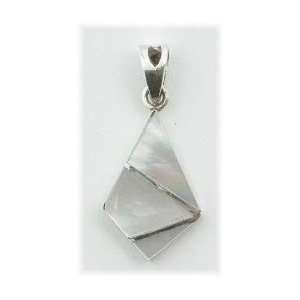  Silverflake  Mother of Pearl Inlay Pendant in Sterling 
