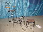 ANTIQUE POOL HALL SHOE SHINE WIRE CHAIR STAND BARBER RESTORED