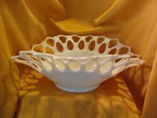 WESTMORELAND Oval Large Lace MILK GLASS Bowl Marked  