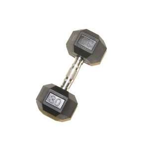  30 lb Rubber Coated Hex Head Dumbbells Chrome Handle for 