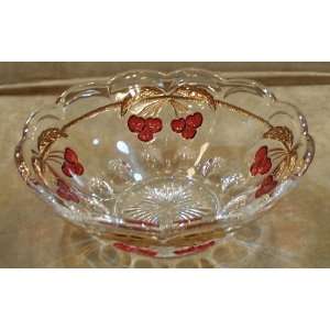 Mosser Glass Cherry Thumbprint Bowl in Crystal Decorated