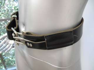 Ralph Lauren Black Leather Silver Hook Buckle Adjustable Belt S  