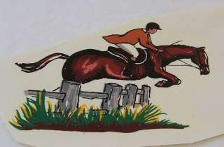 9368 Ceramic Decals 4 HORSE JUMPING N RIDER 3 1/2  