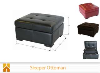 2Espresso Contemporary Leather Ottoman PullOut Twin Bed  