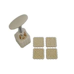  Mini Square Mooncake Mold with 4 Pattern Plates