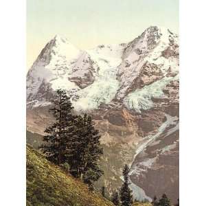 Vintage Travel Poster   Eiger and Monch Bernese Oberland Switzerland 
