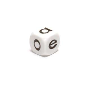  16mm Opaque Vowel Dice, White w/ Black Toys & Games