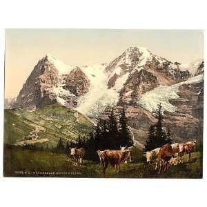  Photochrom Reprint of Wengern, Monch and Eiger, Bernese 