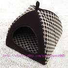 New Fashion Classical Grid Pet Dog Cat House Bed Tent Chocolate Small 