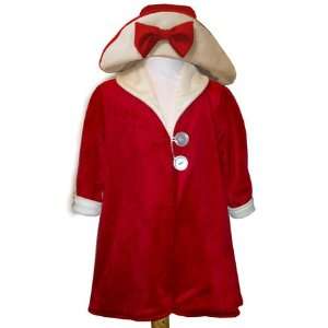  Boutique Reversible Red and White Minky Coat & Hat Set 