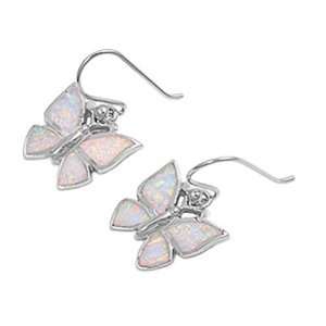   Sterling Silver Earrings Lab Opal Butterfly Fish Wire Earring Jewelry