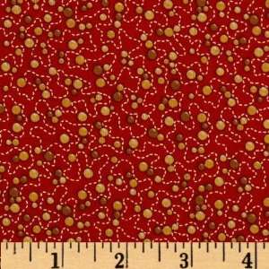  44 Wide City Girl Holiday Stitched Beads Red/Gold Fabric 