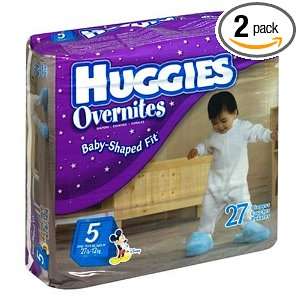  Huggies Overnites Diapers, Size 5, 27 Count (Pack of 2 