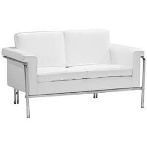    Zuo Singular White Leatherette and Chrome Love Seat