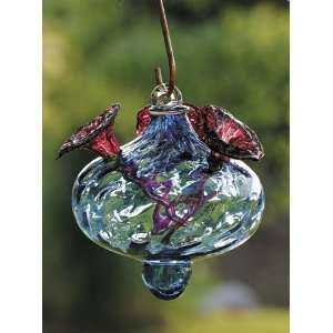  Aqua Blue Optic Glass Hummingbird Feeder