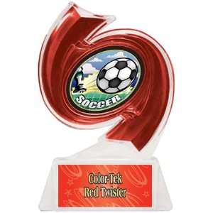 Soccer Hurricane Ice 6 Trophy RED TROPHY/RED TWISTER PLATE/HD MYLAR 6 