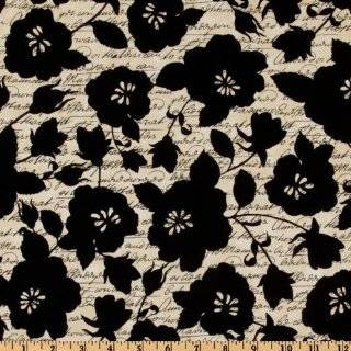 44 Wide Michael Miller Venice Floral Script Black / Cream Fabric By 