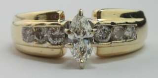 Vintage 1/4 CT Marquise Diamond Solitaire Accents 14K Gold Engagement 