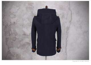 Bros Mens Casual Woolen Leather Patch Hoodie Coat Navy SIZE M XXL no 