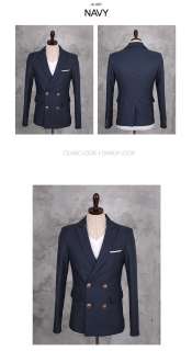 Bros Mens Luxury 2Button Slim Double jacket Blazer NAVY SZ   XS,S,M 