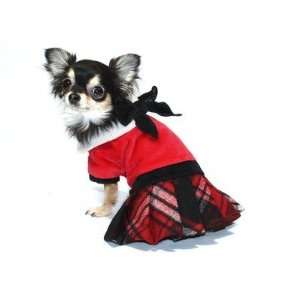  Hip Doggie HD 10RPJ Plaid Dog Jumper with Skirt in Red 