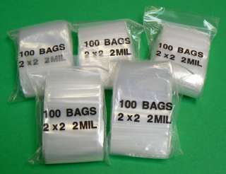 500 CLEAR PLASTIC BAGS 2”x 2” ZIP LOCK RECLOSABLE 2MIL  