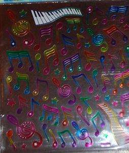 Colorful Shiny Music Note Scrapbooking Stickers NIP  