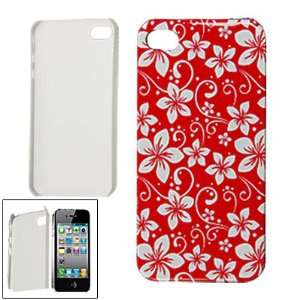   Floral Print Red Plastic IMD Back Cover for iPhone 4 4G Electronics