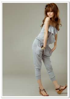 New Womens Strapless Flouncing Jumper Suits Pants 1026  