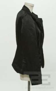 Lanvin Black Silk Satin Long Sleeve Blazer Size 36  