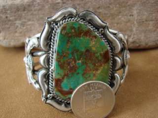Navajo Indian Jewelry Sterling Silver Turquoise Cuff Bracelet L James 