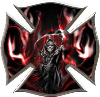 Grim Reaper maltese cross vinyl graphic decal  