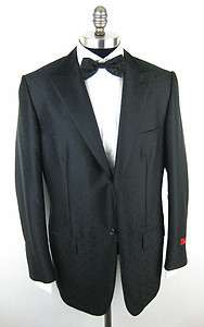 New ISAIA NAPOLI Base V Signature Wool Silk Black Tuxedo Coat Jacket 