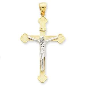  14k Gold Two tone INRI Crucifix Pendant Jewelry
