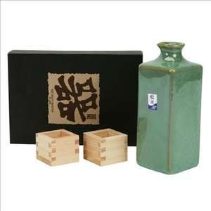  Porcelain Sake Set Wooden Masu #BQ8/LG