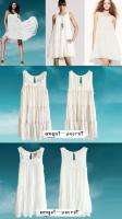 J120 WOMENS WHITE CHIFFON Layered Tiered SUN DRESS NWT  