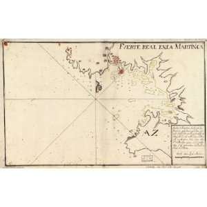  1700s map Fort de France Bay, Martinique