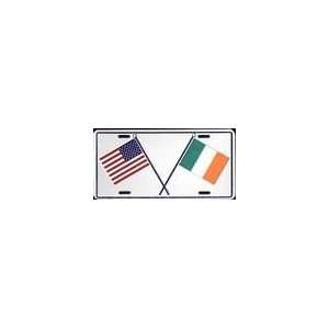 Ireland USA Cross Flags License Plate