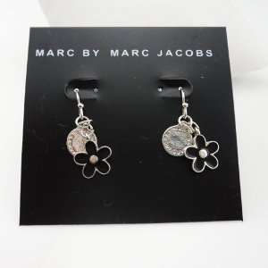  Marc By Marc Jacobs Black Disk/flower Drop Earrings 