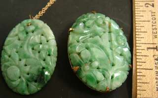 Antique Carved Jade Brooch and Jade Pendant Necklace w/Gold    Rare 